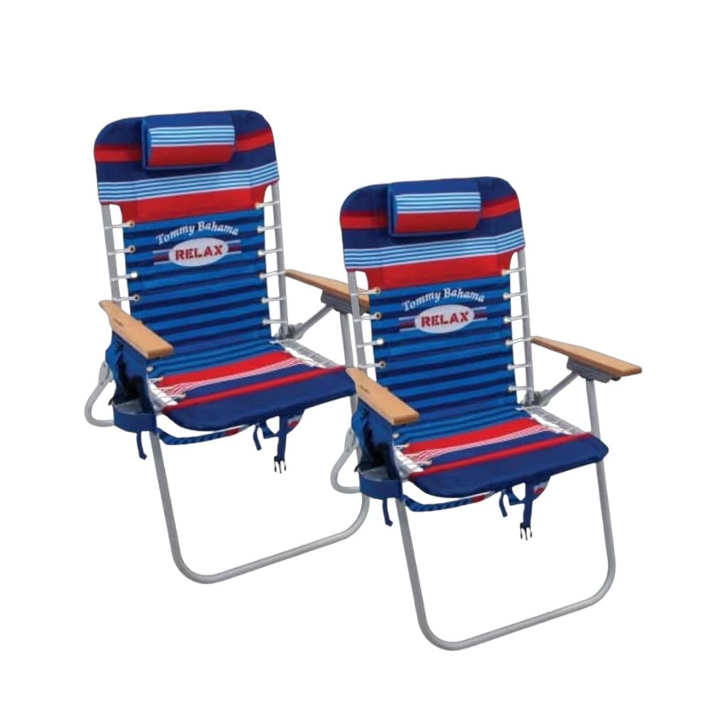 Tommy Bahama Hi-Boy 17" Seat Height 4-Position Lace-Up Suspension Folding Beach Backpack Chair
