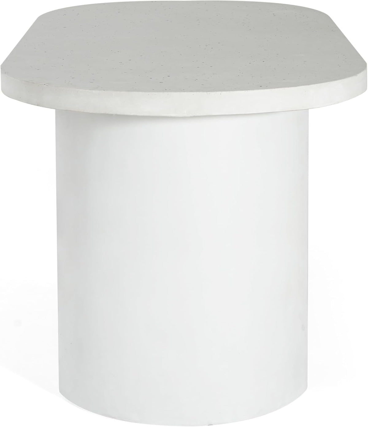 Christopher Knight Home Alan Modern Minimalist Concrete Outdoor Dining Table with White Terrazzo Tabletop, Oval Top Dining Table for 6, Pedestal Kitchen Table, Ideal for Family Gatherings, White