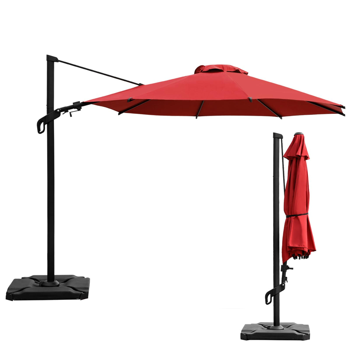 Abba Patio 10FT Vienna Offset Patio Umbrella Outdoor Cantilever Umbrella with 360° Rotation Design and Easy Tilt Adjustment UV 50+ Protection 8 Ribs for Backyard Garden Deck Pool Patio, Dark Green