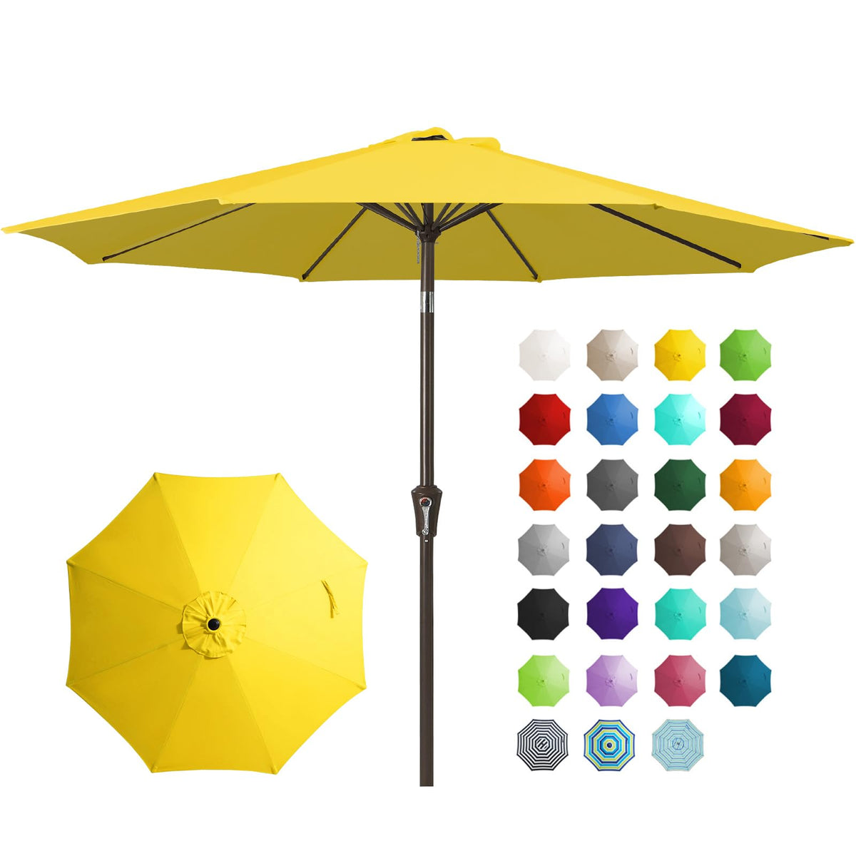JEAREY 9FT Outdoor Patio Umbrella, Market Umbrella, Dark Blue