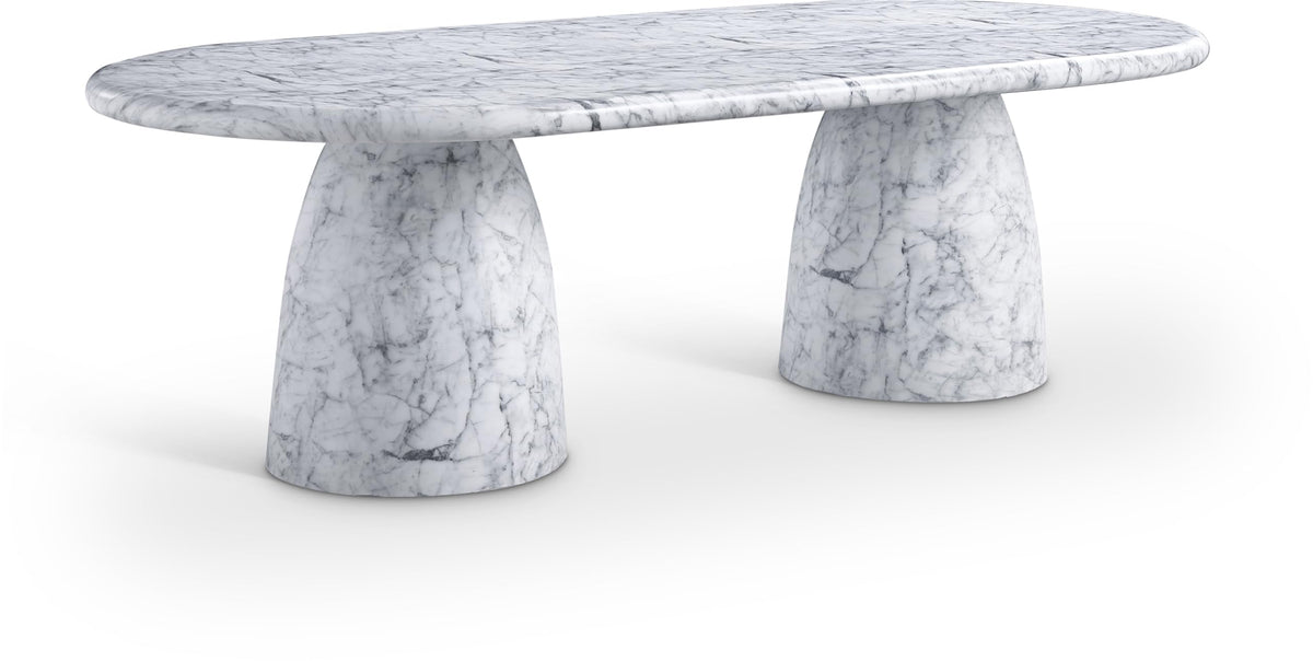 Meridian Furniture 702Brown-T Cosenza Collection Art Deco 78" Indoor/Outdoor Concrete Dining Table with Brown Marble Finish, 78" W x 44.5" D x 30" H, Brown