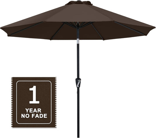 MASTERCANOPY 9ft Patio Umbrella with Tilt & Crank, Brown
