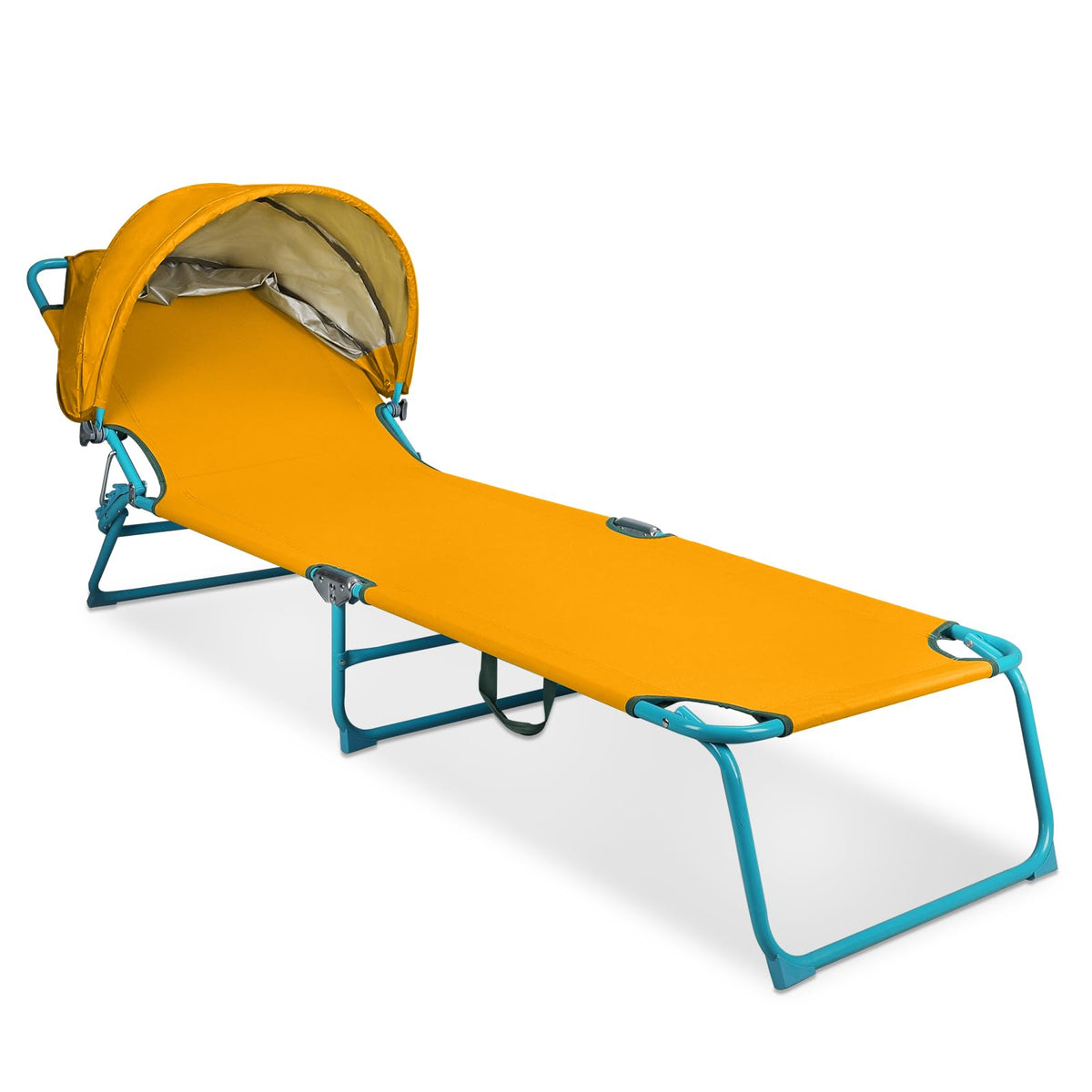 Northroad 2 Pack Beach Lounge Chair with Canopy Shade, Adjustable 4 Position Foldable Tanning Chair, Outdoor Heavy Duty Chaise Lounge Chair, for Poolside Patio Sunbathing Lawn, UPF 50+, Yellow
