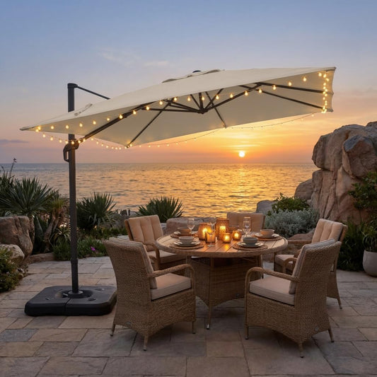 HOTEEL 10x10ft Patio Umbrella Cantilever Umbrella Double Top - Upgrade and Intensify - 360 Rotation and 5 Angles Adjustment - Aluminum Offset Pool Umbrella Outdoor Umbrellas for Patio Garden Deck Pool