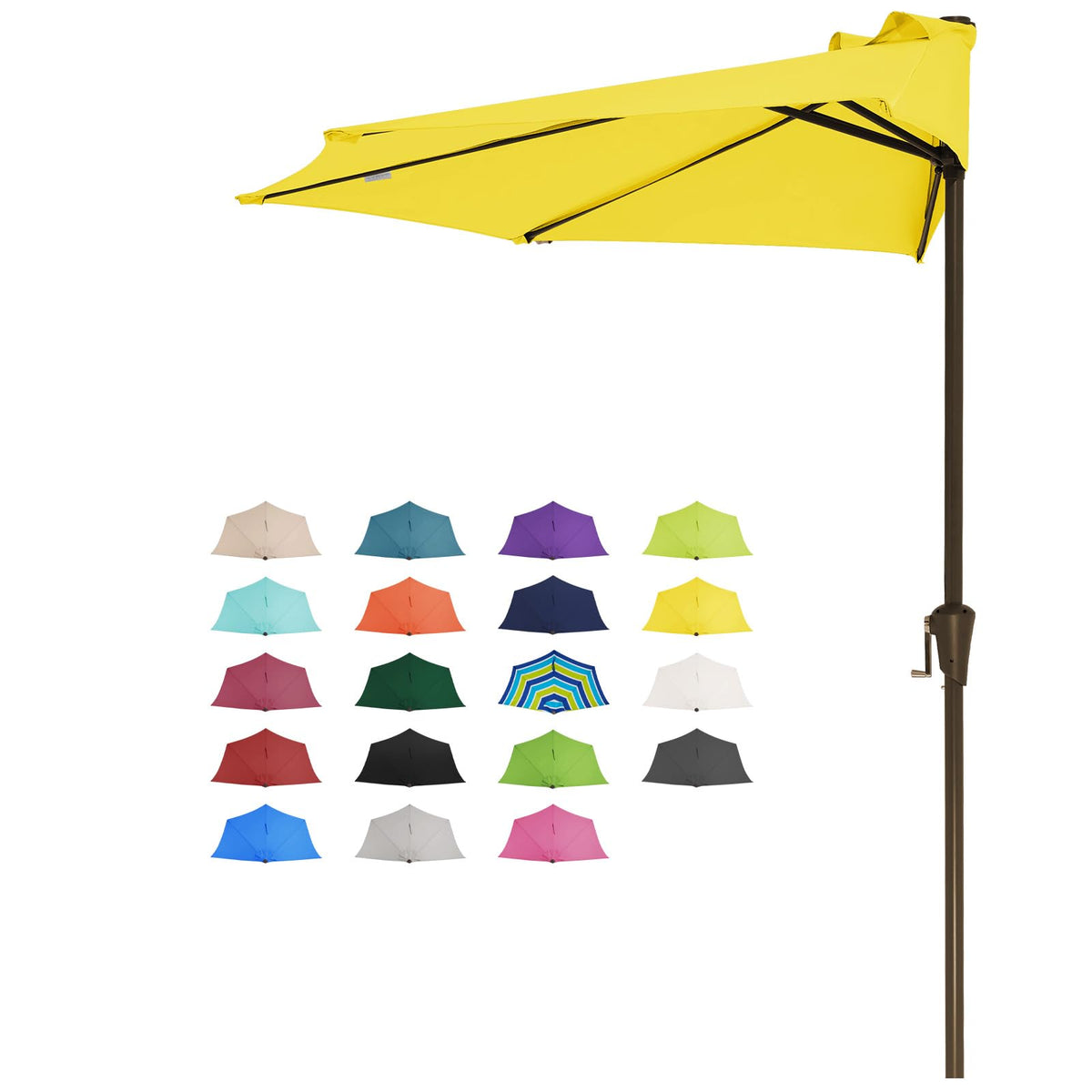 JEAREY 9 ft Half Outdoor Patio Umbrella w/Crank, Navy