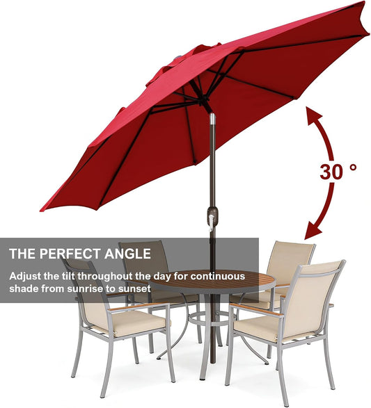 Blissun 9' Outdoor Patio Umbrella, Outdoor Table Umbrella, Yard Umbrella, Market Umbrella with 8 Sturdy Ribs, Push Button Tilt and Crank