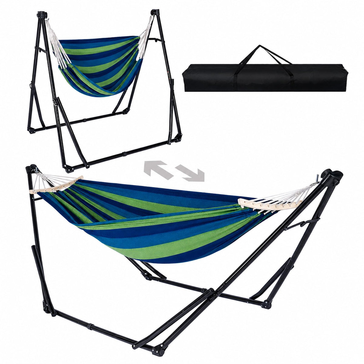 2-in-1 Hammock Chair with Stand, Portable Hammock, Black