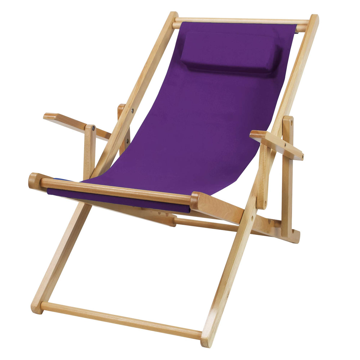 Casual Home Adjustable Sling Chair Natural Frame, Natural Canvas 26.5D x 42W x 33H in