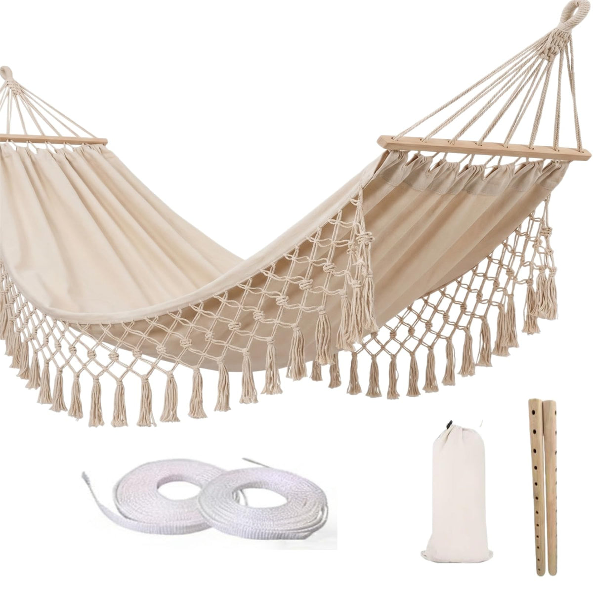 Portable Hammock,Bohemian Hammock,Rope Hammock,Suitable,Yard, Beach, Backyard,Garden (Blue, 79 * 59)