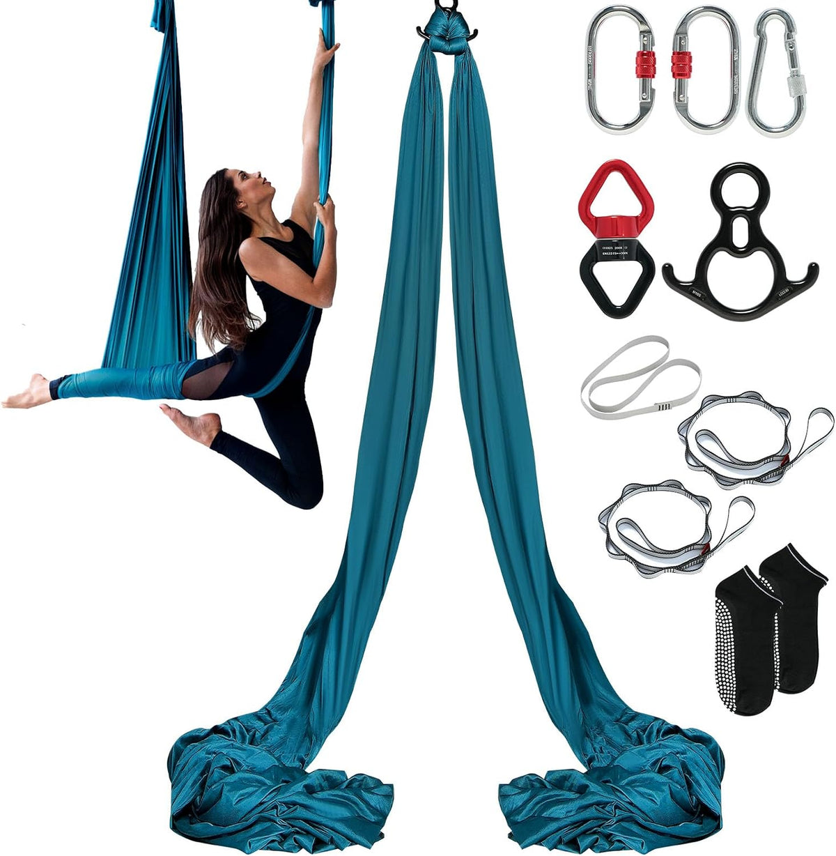 VEVOR Aerial Silk & Yoga Swing, Aerial Yoga Hammock Kit with 100gsm Nylon Fabric, Full Rigging Hardware & Easy Set-up Guide, Antigravity Flying for All Levels Fitness Bodybuilding