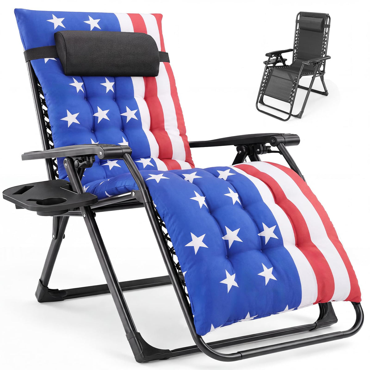 NEWBULIG Zero Gravity Chair, Folding Patio Recliner with Cup Holder Trays