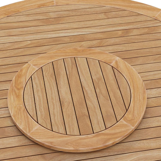 Modway Wellspring Outdoor Patio Round Teak Wood 63" Dining Table in Natural