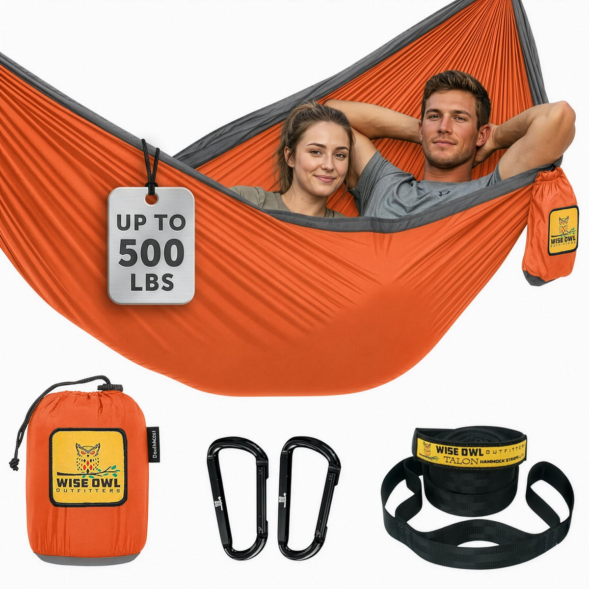 Wise Owl Outfitters Camping Hammock – up to 500lbs Portable Hammock with Tree Straps - Travel, Backpacking, Hiking, Outdoors Camping Gear - Single or Double