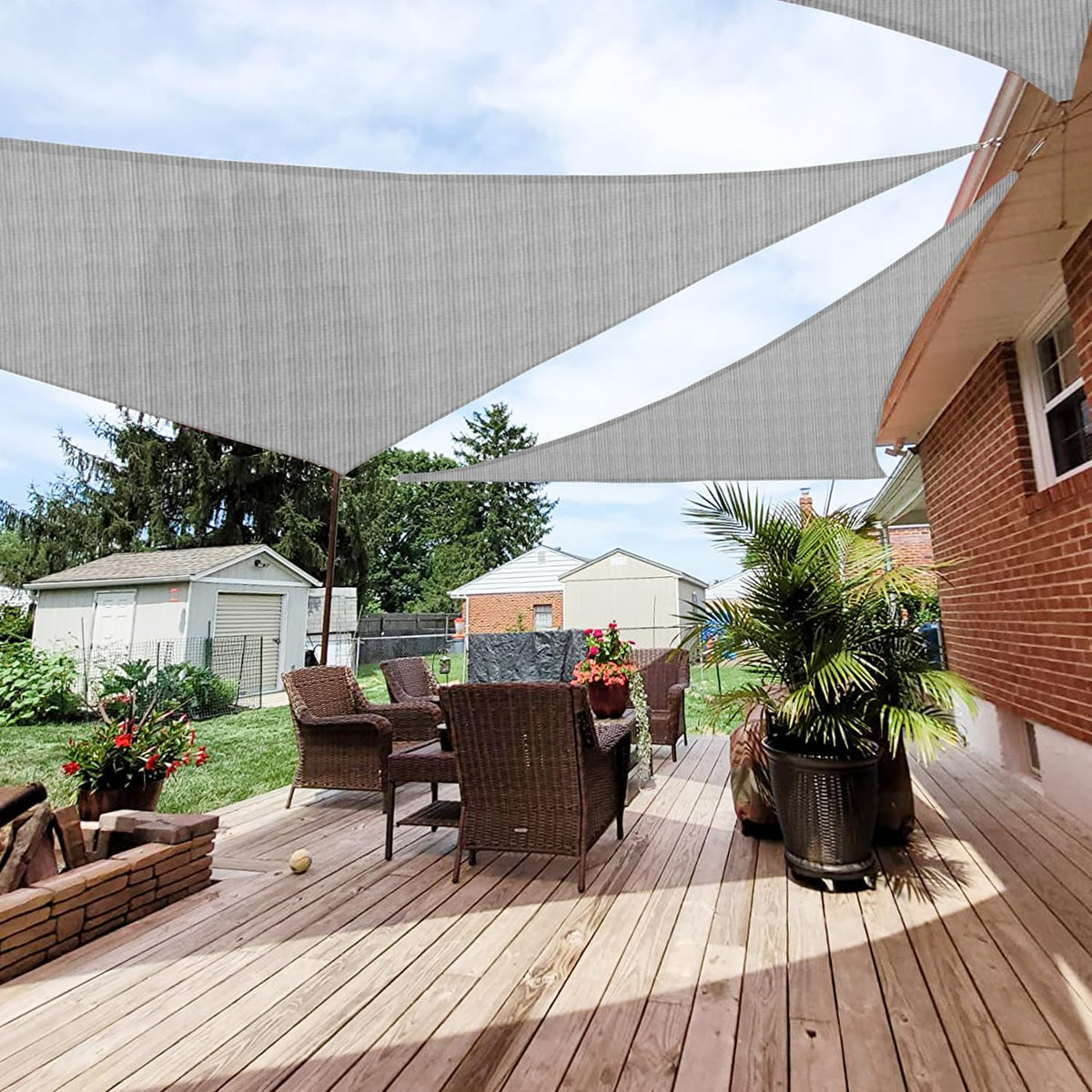 Patio Paradise 20' x 20' x 20' Sun Shade Sail Triangle Canopy Shade Cloth Fabric Sunlight Block Patio Pergola Cover HDPE Deck Awning for Outdoor Backyard Roof Shading, Blue