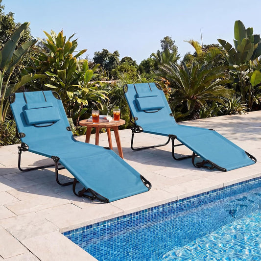 GYMAX Tanning Chair, 330lbs Beach Lounge Chair with Face Hole