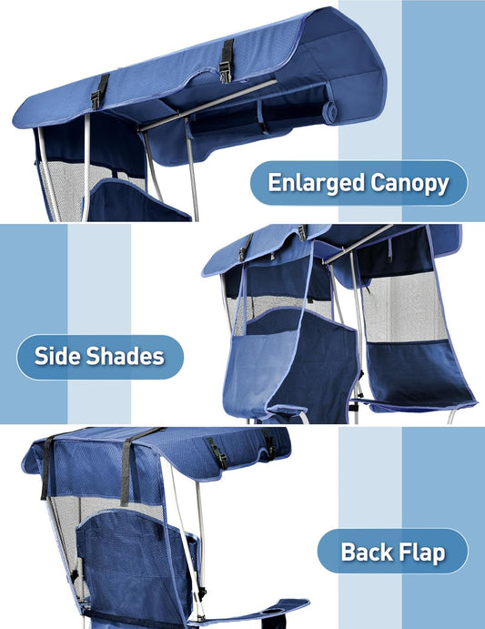 Docusvect Beach Chair with Canopy Shade - Canopy is the Backpack
