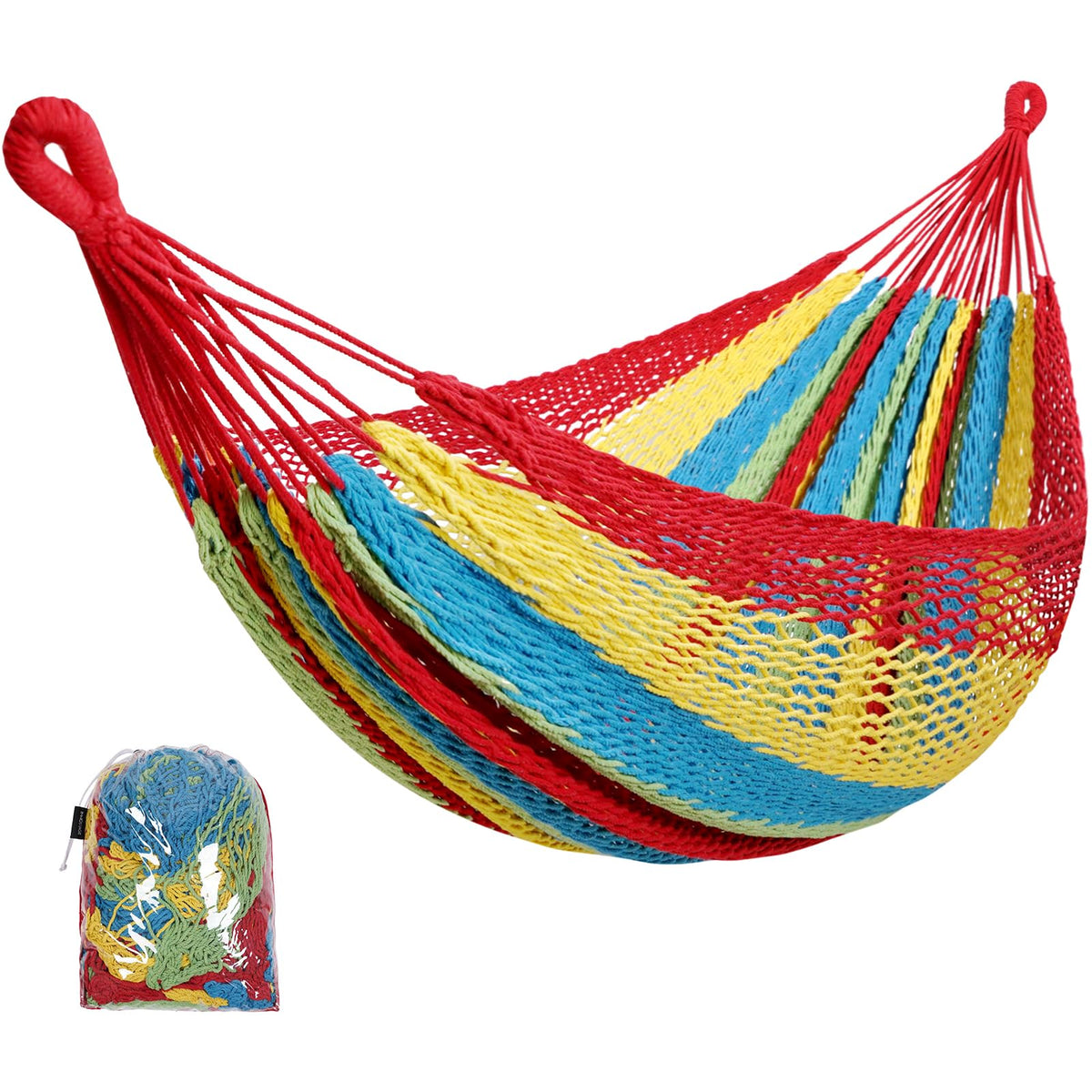 HappyPicnic Handwoven Mayan Hammock, Portable Family Hammock with Carry Bag