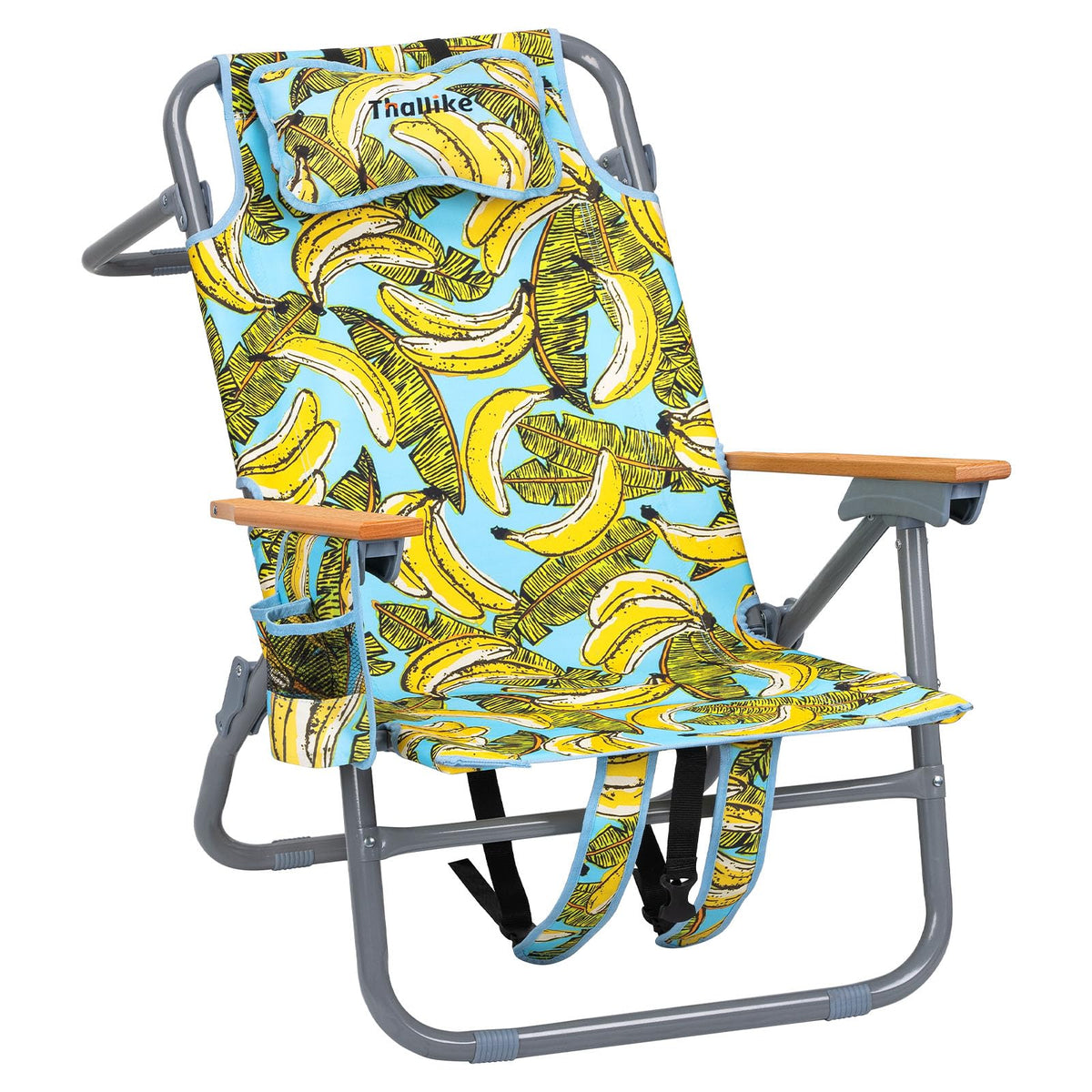 Backpack Beach Chair Wide Seat High Back Folding Camping Chair for Adults 5-Position Recline Supports 400lbs Portable Chair with Cup Holder Cooler Bag Storage Pouch for Outdoor Lawn Picnic