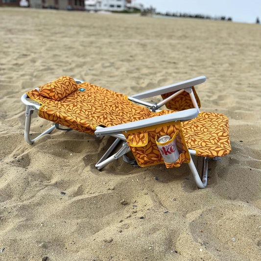 Bliss Hammocks Folding Backpack Beach Chair Recliner, Amber Leaf
