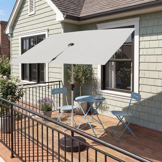 Grand patio Balcony Umbrella, JENA 6x4 FT Outdoor Umbrella, Rectangular Flat Canopy Versatile Patio Shade with 360 Degree Roating Knob for Deck Apartment, Beige