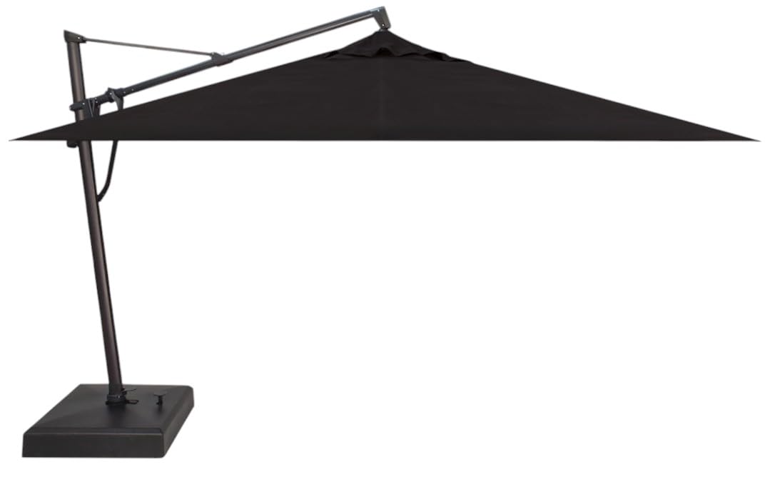 Treasure Garden AKZ PLUS Cantilever Umbrella 10'x13' Rectangular Sunbrella Natural Canopy and Black Frame with Rolling Base