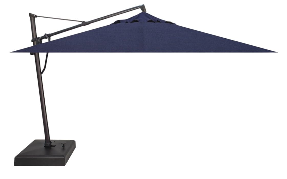 Treasure Garden AKZ PLUS Cantilever Umbrella 10'x13' Rectangular Sunbrella Natural Canopy and Black Frame with Rolling Base