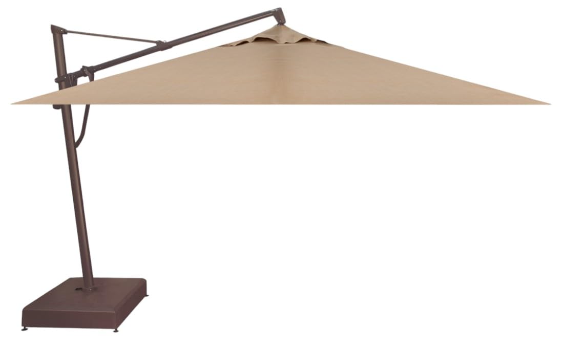 Treasure Garden AKZ PLUS Cantilever Umbrella 10'x13' Rectangular Sunbrella Natural Canopy and Black Frame with Rolling Base