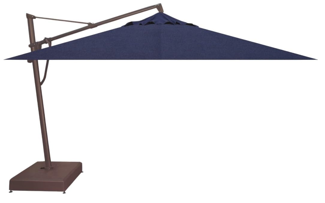 Treasure Garden AKZ PLUS Cantilever Umbrella 10'x13' Rectangular Sunbrella Natural Canopy and Black Frame with Rolling Base