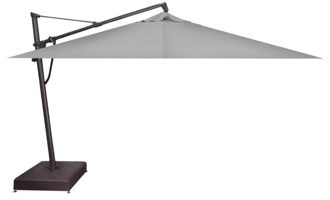 Treasure Garden AKZ PLUS Cantilever Umbrella 10'x13' Rectangular Sunbrella Natural Canopy and Black Frame with Rolling Base