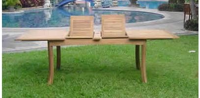Grade-A Teak Wood Extra Large Double Extension 117" Rectangle Dining Table #TSDT118R