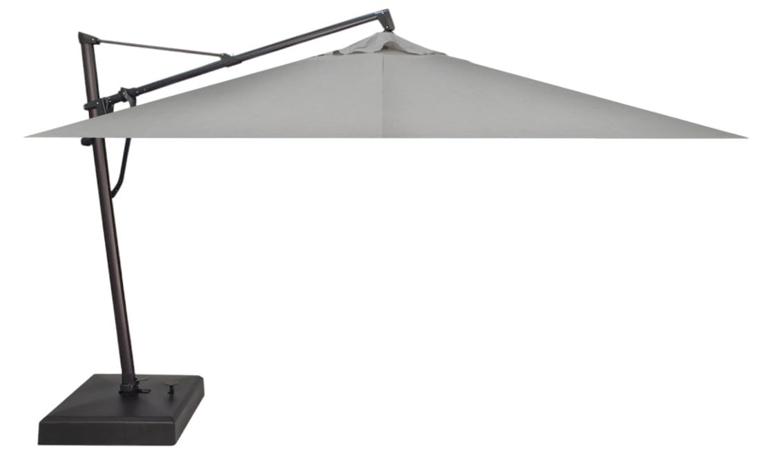 Treasure Garden AKZ PLUS Cantilever Umbrella 10'x13' Rectangular Sunbrella Natural Canopy and Black Frame with Rolling Base