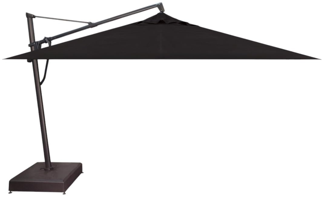 Treasure Garden AKZ PLUS Cantilever Umbrella 10'x13' Rectangular Sunbrella Natural Canopy and Black Frame with Rolling Base