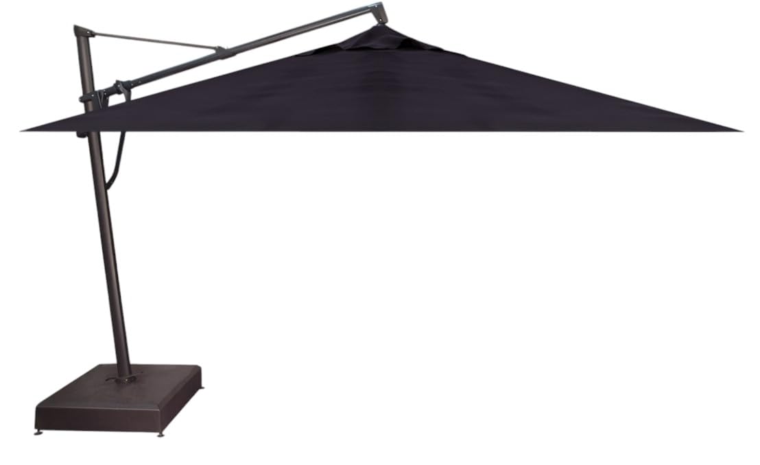 Treasure Garden AKZ PLUS Cantilever Umbrella 10'x13' Rectangular Sunbrella Natural Canopy and Black Frame with Rolling Base