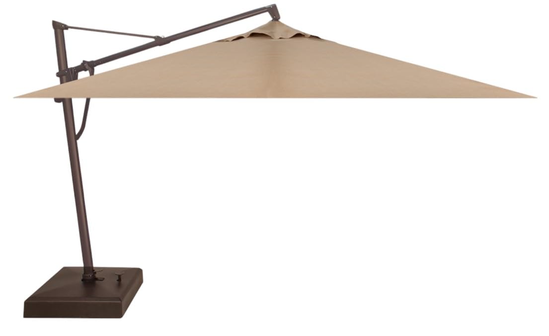 Treasure Garden AKZ PLUS Cantilever Umbrella 10'x13' Rectangular Sunbrella Natural Canopy and Black Frame with Rolling Base