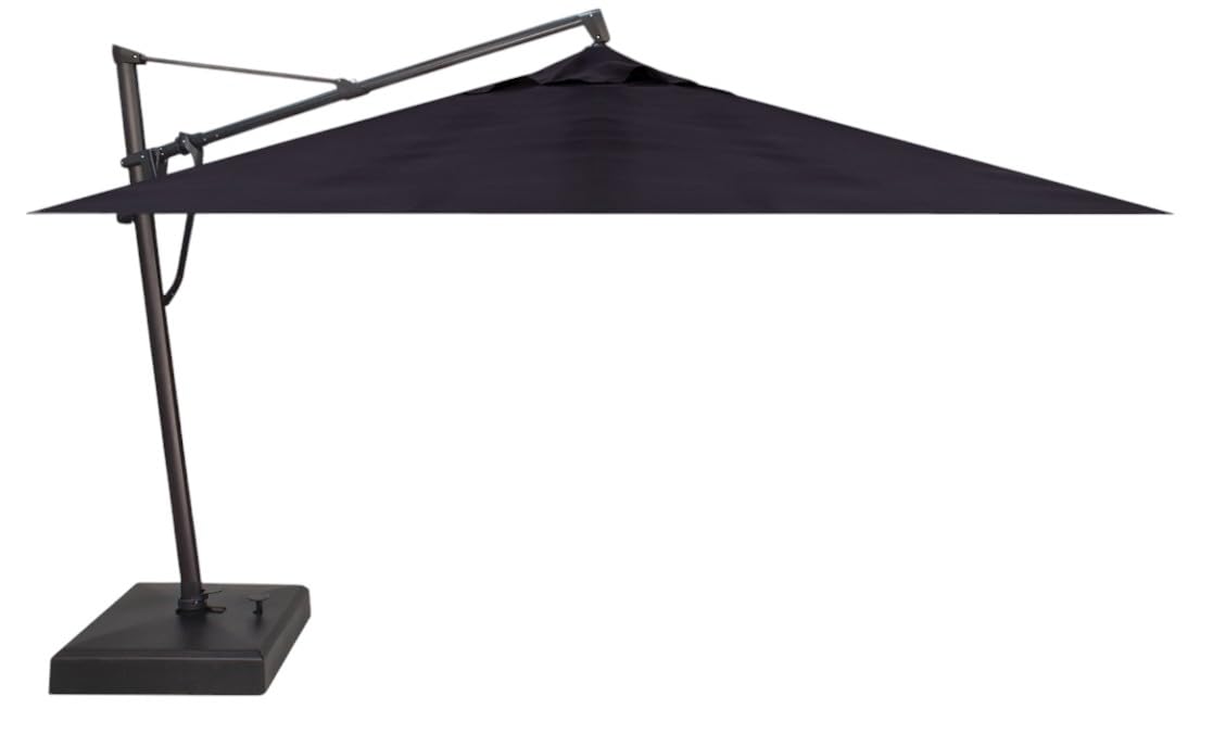 Treasure Garden AKZ PLUS Cantilever Umbrella 10'x13' Rectangular Sunbrella Natural Canopy and Black Frame with Rolling Base