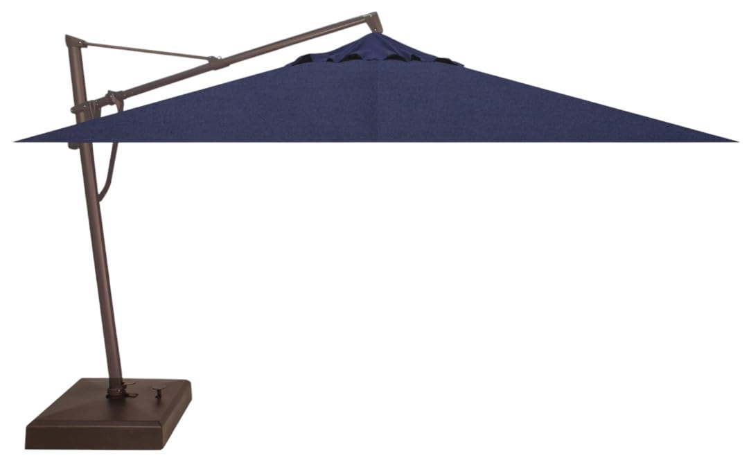 Treasure Garden AKZ PLUS Cantilever Umbrella 10'x13' Rectangular Sunbrella Natural Canopy and Black Frame with Rolling Base