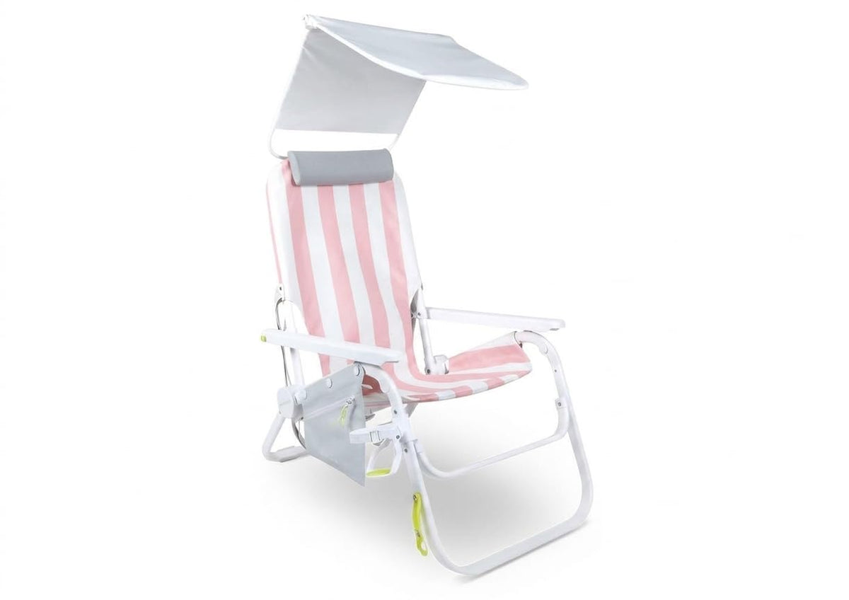 SUNFLOW Shore Thing Reclining Beach Chair with Sun Shade, Deep Blue Stripe