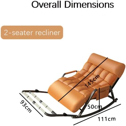 Tufted Rocking Chair with Side Pocket, Orange Faux Leather, Metal Frame, Modern Lounge Accent Chair