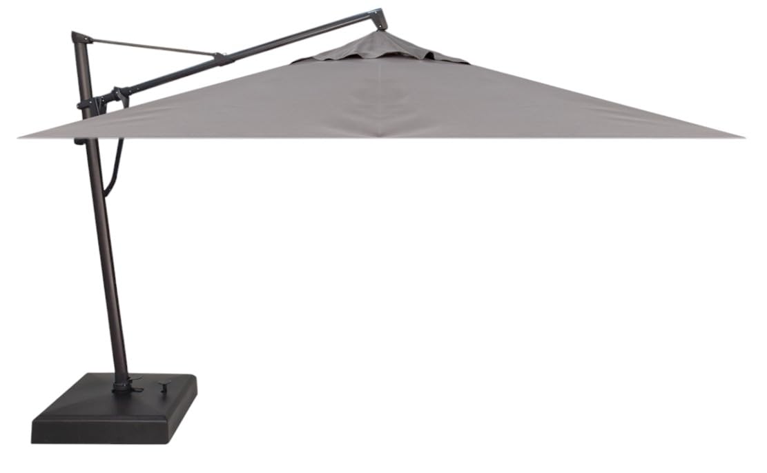 Treasure Garden AKZ PLUS Cantilever Umbrella 10'x13' Rectangular Sunbrella Natural Canopy and Black Frame with Rolling Base