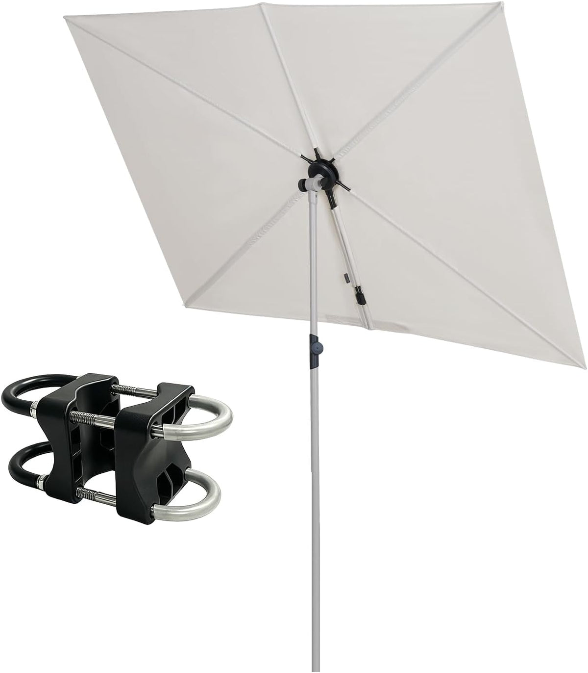 Grand patio Balcony Umbrella, JENA 6x4 FT Outdoor Umbrella, Rectangular Flat Canopy Versatile Patio Shade with 360 Degree Roating Knob for Deck Apartment, Beige