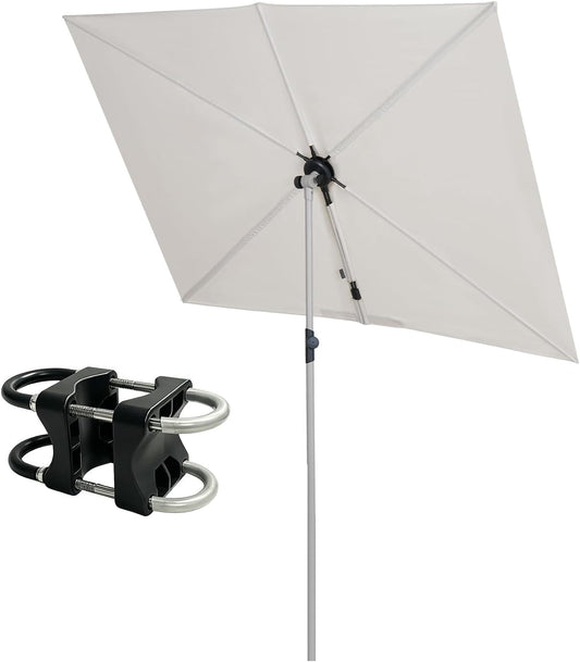Grand patio Balcony Umbrella, JENA 6x4 FT Outdoor Umbrella, Rectangular Flat Canopy Versatile Patio Shade with 360 Degree Roating Knob for Deck Apartment, Beige