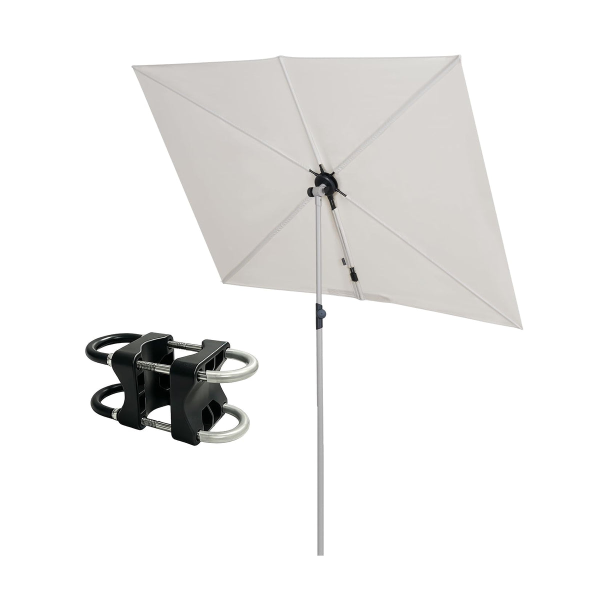 Grand patio Balcony Umbrella, JENA 6x4 FT Outdoor Umbrella, Rectangular Flat Canopy Versatile Patio Shade with 360 Degree Roating Knob for Deck Apartment, Beige