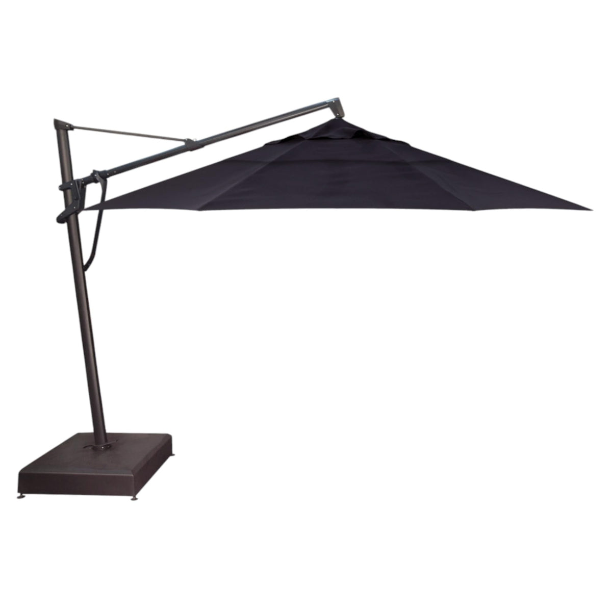 Treasure Garden AKZ PLUS Cantilever Umbrella 10'x13' Rectangular Sunbrella Natural Canopy and Black Frame with Rolling Base