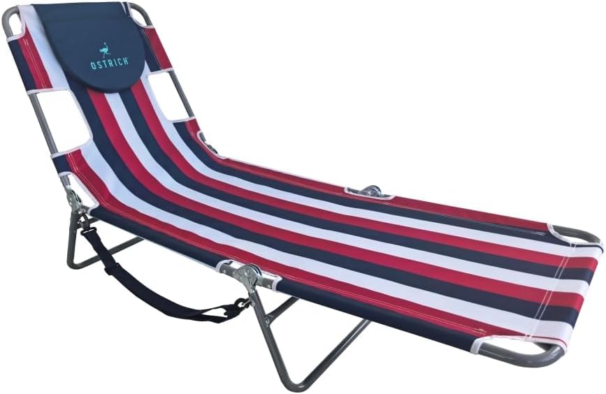 Ostrich The Original Chaise Lounge 72"x22" Portable Reclining Lounger, Blue