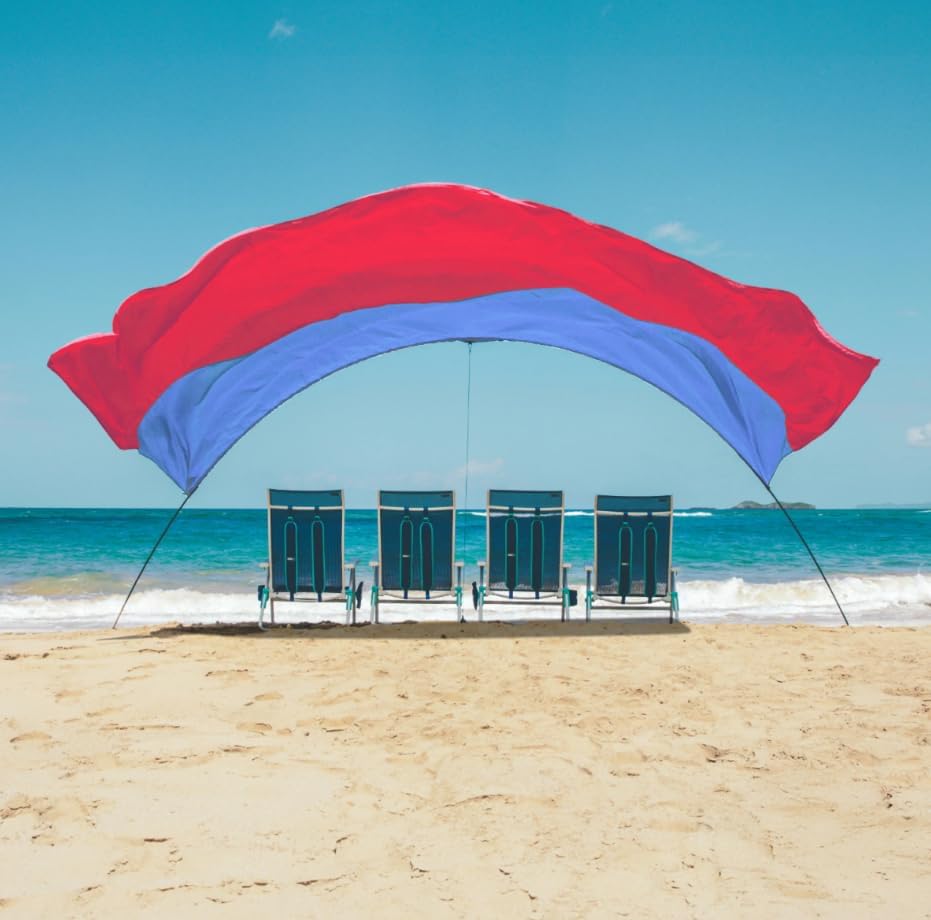 Shibumi Shade Mini Quiet Canopy Version | Beach Canopy Wind-Powered Portable Sun Shade | Provides 75 Sq. Ft. of Shade for up to 4 People | Sets up in 2 Min | Beach Tent | Wind Assist Included