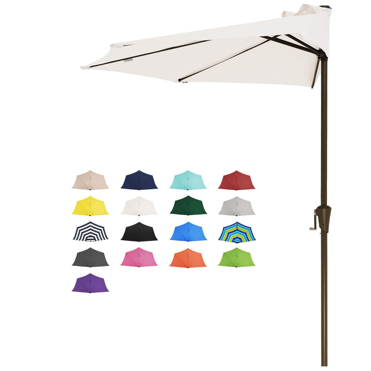 JEAREY 9 ft Half Outdoor Patio Umbrella w/Crank, Navy
