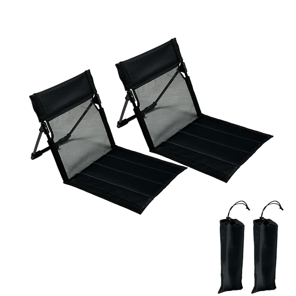 2 Pack Foldable Camping Chairs with Mesh Backrest (Khaki)