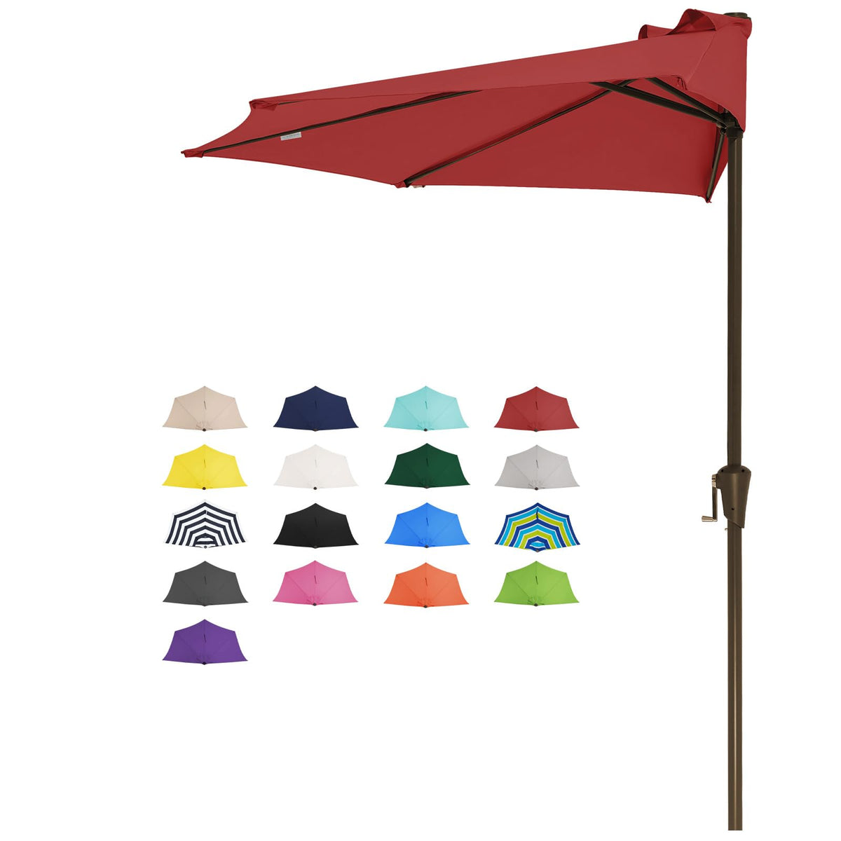 JEAREY 9 ft Half Outdoor Patio Umbrella w/Crank, Navy