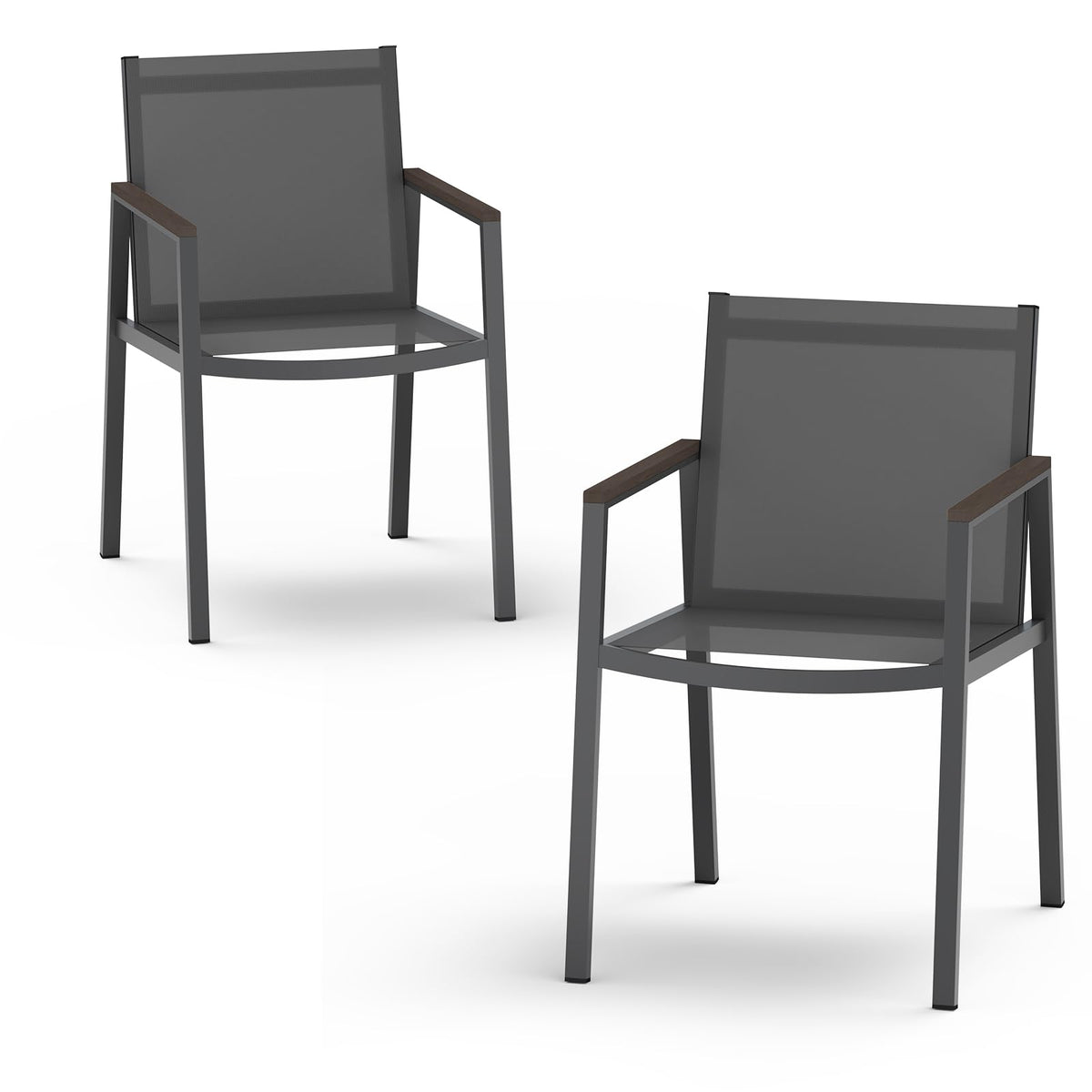 Outdoor Dining Set, 7 Piece Aluminum Patio Table and Chairs Set, All Weather Patio Dining Furniture Set with Umbrella Hole for Backyard, Deck, Poolside (Gray-Teak)