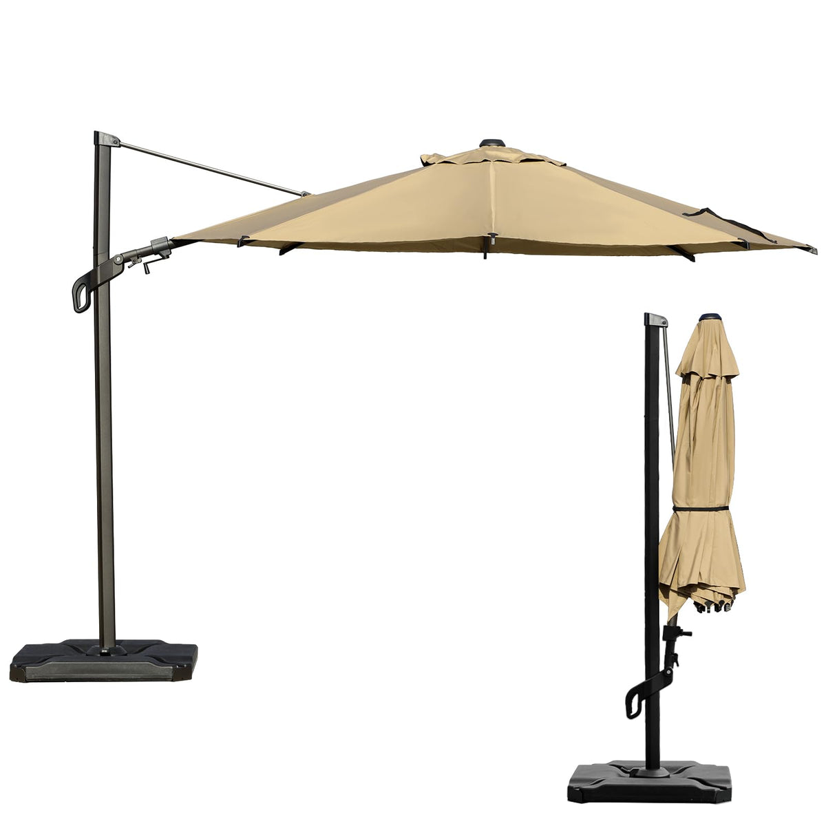 Abba Patio 10FT Vienna Offset Patio Umbrella Outdoor Cantilever Umbrella with 360° Rotation Design and Easy Tilt Adjustment UV 50+ Protection 8 Ribs for Backyard Garden Deck Pool Patio, Dark Green